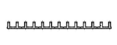 Kamrail 13 modules - 1 Polige pin - Grijs