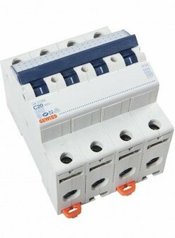 Gewiss installatieautomaat C20 GW92088, 4-polig, 20A met KEMA-keur voor 3-fase systemen