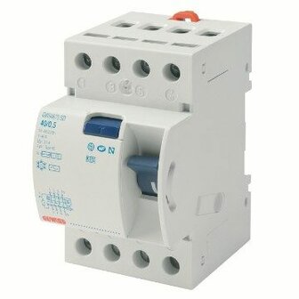 Gewiss smalle Aardlekschakelaar 40A | 4 Polig | 3 Modules | 30 mA | GW94897