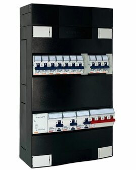 Groepenkast 3 fase met 10 groepen, 3&nbsp;aardlekschakelaars en 1 hoofdschakelaar