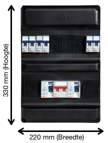 Afmeting meterkast kopen 1 fase 6 Groepen