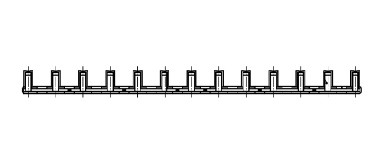 Kamrail 13 modules - 1 Polige pin - Blauw