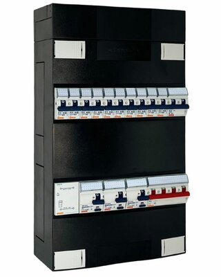 Groepenkast 3 fase 10 groepen + Beltrafo + Kookgroep